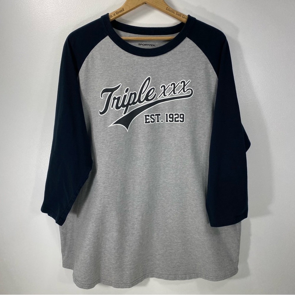 Triple XXX Restaurant Black Gray Ringer Cotton Baseball Graphic Tee T-Shirt 2XL